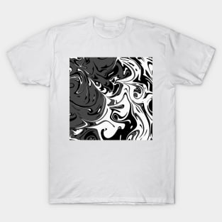 Grey white Liquid Abstract Art T-Shirt